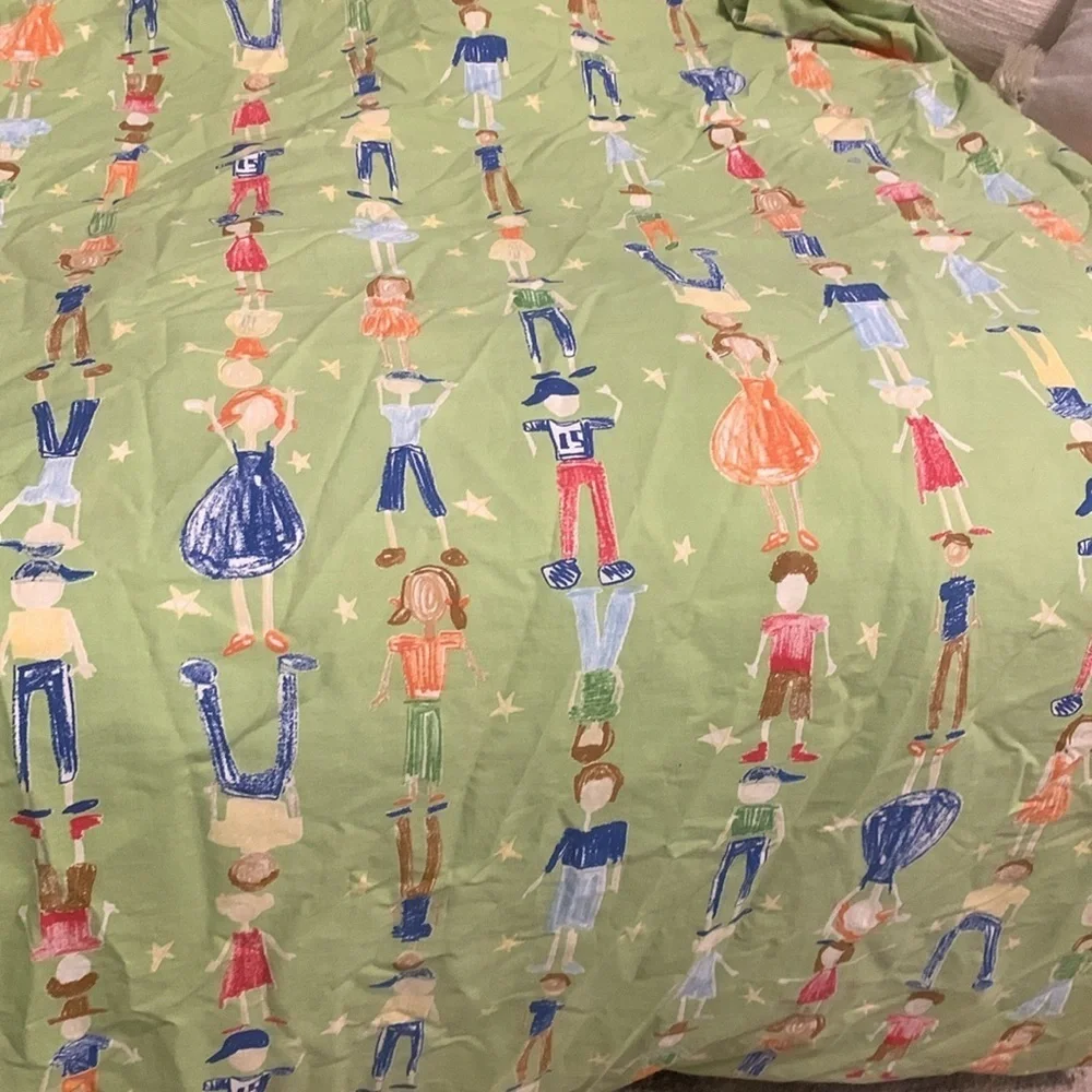 Pottery Barn happy children twin‎ Duvet Cover & Pillow Sham printed green unisex